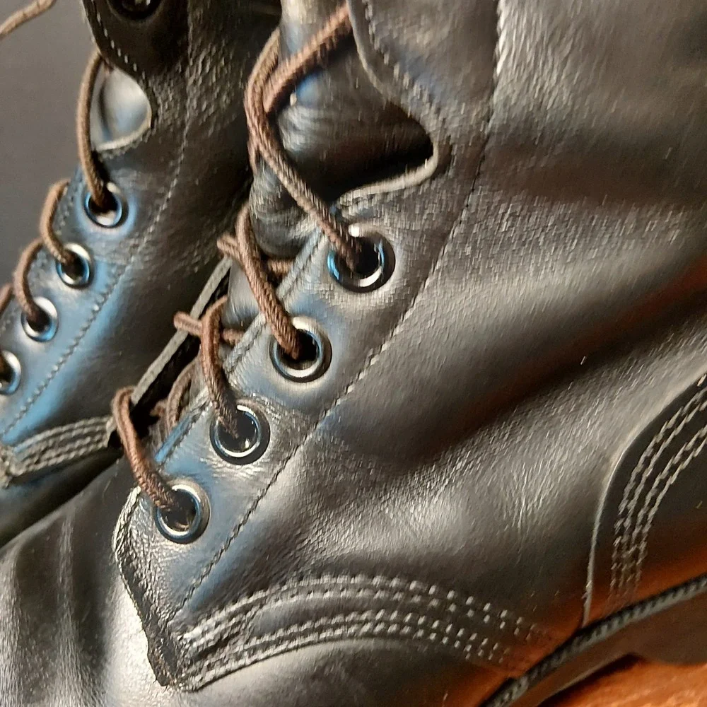 Vintage 1975 Ro-Search US Military Combat Boots Black Leather Mens 9 R 1-75